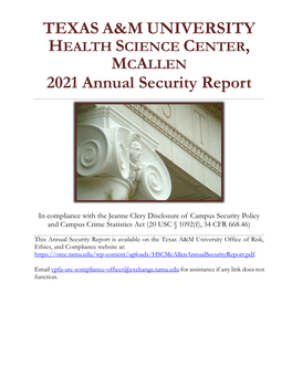 Texas A&M University Health Science Center, Mcallen Annual Security