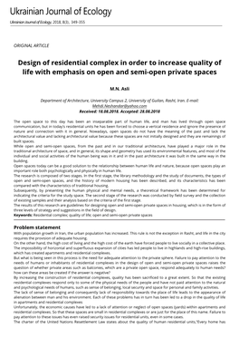 Design of Residential Complex in Order to Increase Quality of Life with Emphasis on Open and Semi-Open Private Spaces