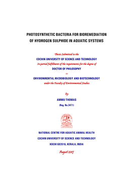 Photosynthetic Bacteria for Bioremediation of Hydrogen Sulphide in Aquatic Systems