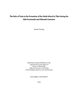 The Role of Texts in the Formation of the Geluk School in Tibet During the Mid-Fourteenth and Fifteenth Centuries