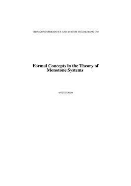 Formal Concepts in the Theory of Monotone Systems