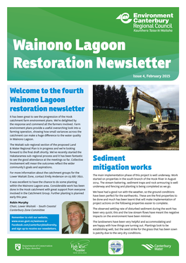 Wainono Lagoon Restoration Newsletter Issue 4, February 2015