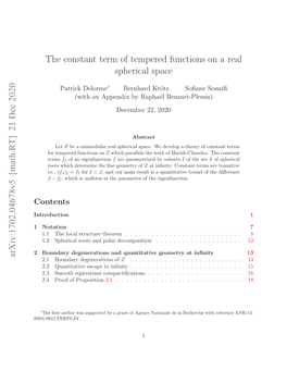 The Constant Term of Tempered Functions on a Real Spherical Space