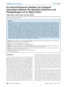 Do Induced Responses Mediate the Ecological Interactions Between the Specialist Herbivores and Phytopathogens of an Alpine Plant?