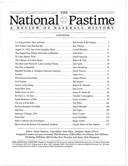 National Pastime a REVIEW of BASEBALL HISTORY