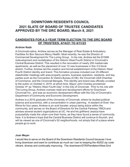 DRC 2021 Board Candidate Bios