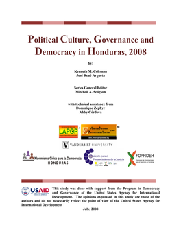 Political Culture, Governance and Democracy in Honduras, 2008