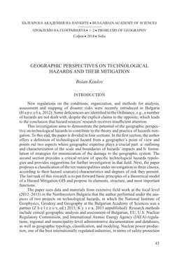 Geographic Perspectives on Technological Hazar S An