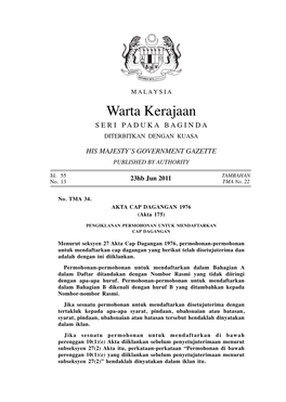 Warta Kerajaan S E R I P a D U K a B a G I N D a DITERBITKAN DENGAN KUASA