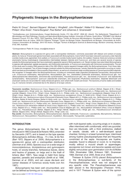 Phylogenetic Lineages in the Botryosphaeriaceae