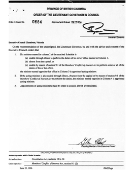Order in Council 684/1996