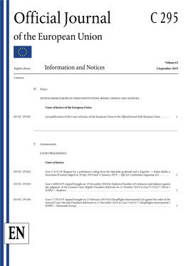 Official Journal C 295 of the European Union