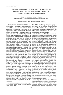 TROPHIC DIFFERENTIATION in <I>ILYODON</I>