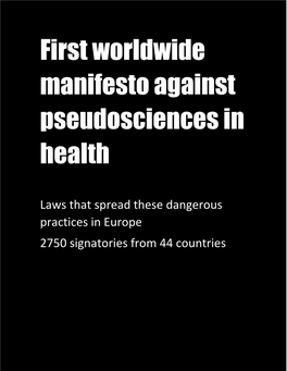 First Worldwide Manifesto Against Pseudosciences in Health