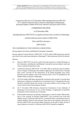 Commission Decision of 22 December 2006