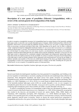 Teleostei: Leiognathidae), with a Review of the Current Generic-Level Composition of the Family