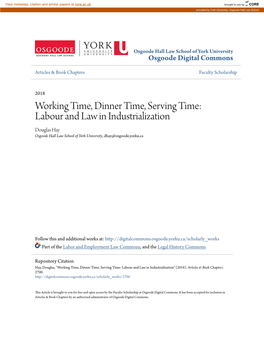 Labour and Law in Industrialization Douglas Hay Osgoode Hall Law School of York University, Dhay@Osgoode.Yorku.Ca