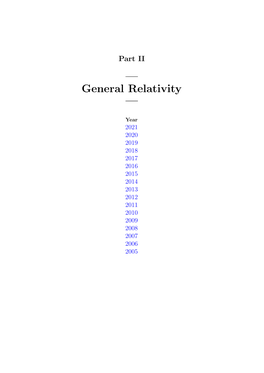 Part II — General Relativity —