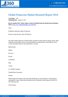 Global Fettuccine Market Research Report 2016