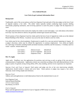 Law Clerk (Legal Assistant) Information Sheet