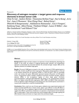 Discovery of Estrogen Receptor Α Target Genes and Response