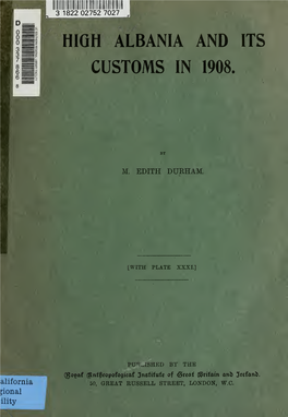 High Albania and Its Customs in 1908