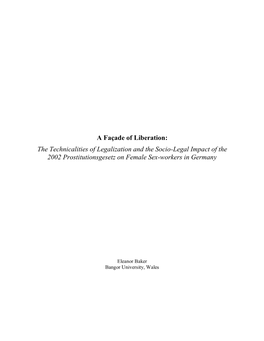 The Technicalities of Legalization and the Socio-Legal Impact of the 2002 Prostitutionsgesetz on Female Sex-Workers in Germany