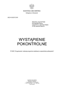 Wystąpienie Pokontrolne