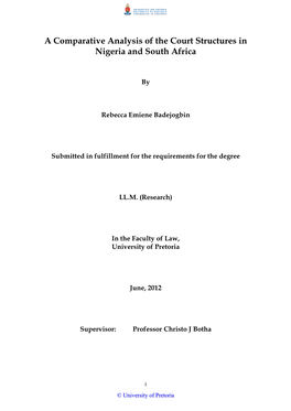 A Comparative Analysis of the Court Structures in Nigeria and South Africa