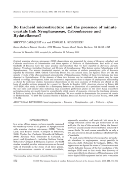 Do Tracheid Microstructure and the Presence of Minute Crystals Link Nymphaeaceae, Cabombaceae and Hydatellaceae?