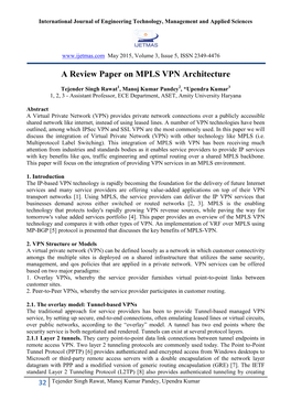 A Review Paper on MPLS VPN Architecture