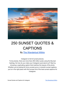 250 Sunset Quotes & Captions