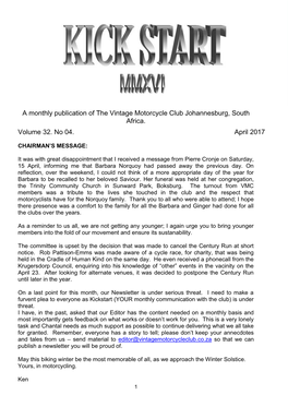 Vintage Motorcycle Club Newsletter Kickstart 2017 04