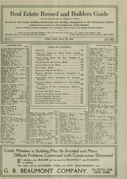 Real Estate Record and Builders Guide Founded March 21,1868, by CLINTON W