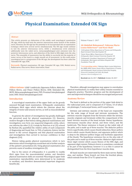 Physical Examination: Extended OK Sign
