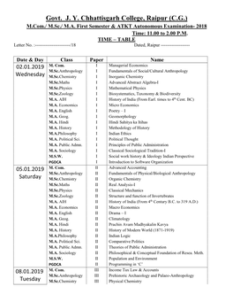Examination Time-Table