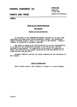 GENERAL AGREEMENT on C/RM/S/9A 5 July 1990 TARIFFS and TRADE Limited Distribution