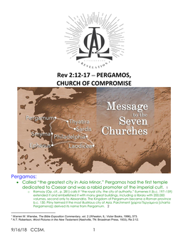 Rev 2:12-17 – PERGAMOS, CHURCH of COMPROMISE
