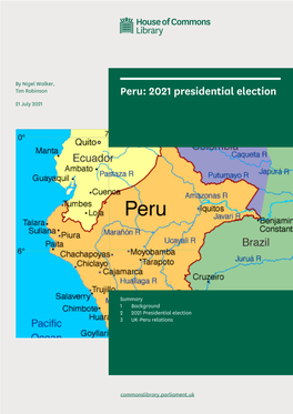 Peru: 2021 Presidential Election 21 July 2021