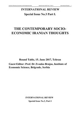 The Contemporary Socio- Economic Iranian Thoughts