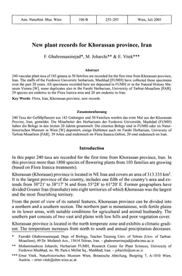 New Plant Records for Khorassan Province, Iran