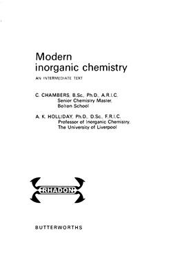 Modern Inorganic Chemistry