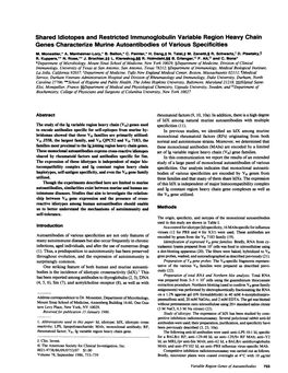 Shared Idiotopes and Restricted Immunoglobulin Variable Region Heavy Chain Genes Characterize Murine Autoantibodies of Various Specificities