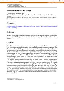 Reflection/Refraction Seismology