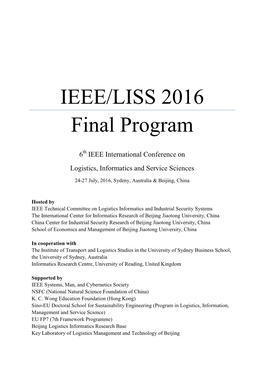 IEEE/LISS 2016 Final Program