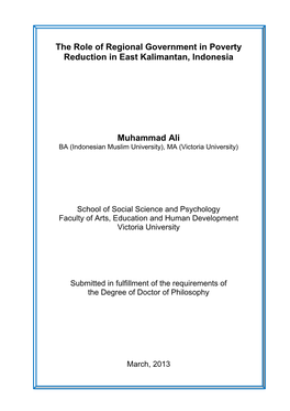 The Role of Regional Government in Poverty Reduction in East Kalimantan, Indonesia