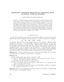 Generating Composite Sequences by Appending Digits to Special Types of Integers