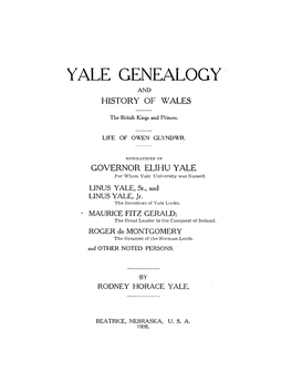 Yale Genealogy and History of Wales