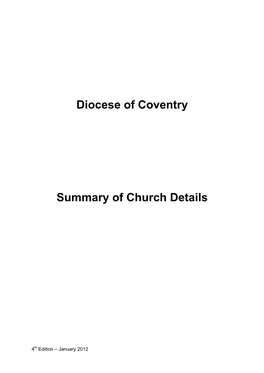 Diocese of Coventry Summary of Church Details