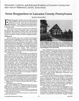 Swiss Bruppachers in Lancaster County, Pennsylvania